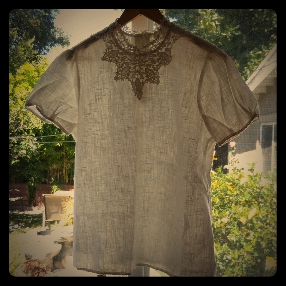 Anthropologie Cotton and knit collar blouse S/P